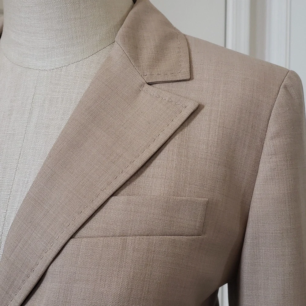 Vintage Ann Taylor LOFT Tan Wool Single Breasted Jacket Blazer - Picture 7 of 13